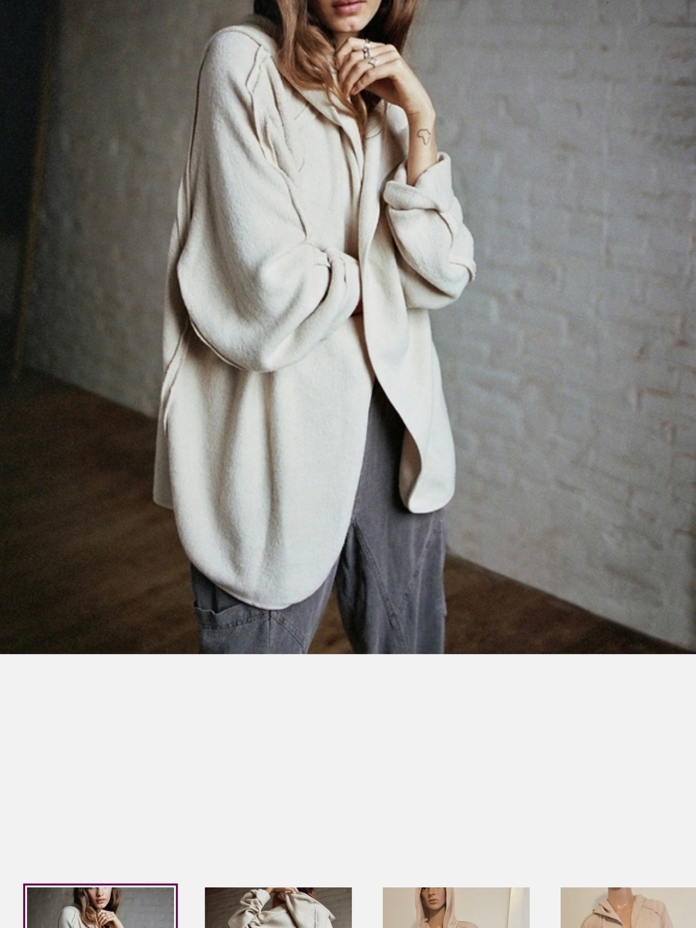 Out From Under, Urban Outfitters Cream Oversized Cardigan With Hood